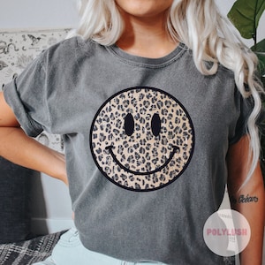 Cheeta Print Smiley Face DTF Transfer, Ready To Press, Heat Transfer, Cute Dtf Transfer, Tshirt Transfer, Trendy Transfer, Dtf