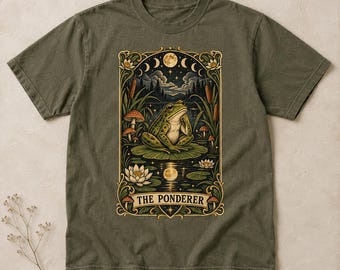 The Ponderer Frog Tarot Shirt, Vintage Comfort Colors Tee, Goblincore Cottagecore Gift