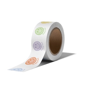 Frutti Smiles Self Adhesive Kraft Paper Tape, Small Business Tape, Cute Packaging Tape, Eco Tape, Printed Rainbow Tape, Recyclable Tape