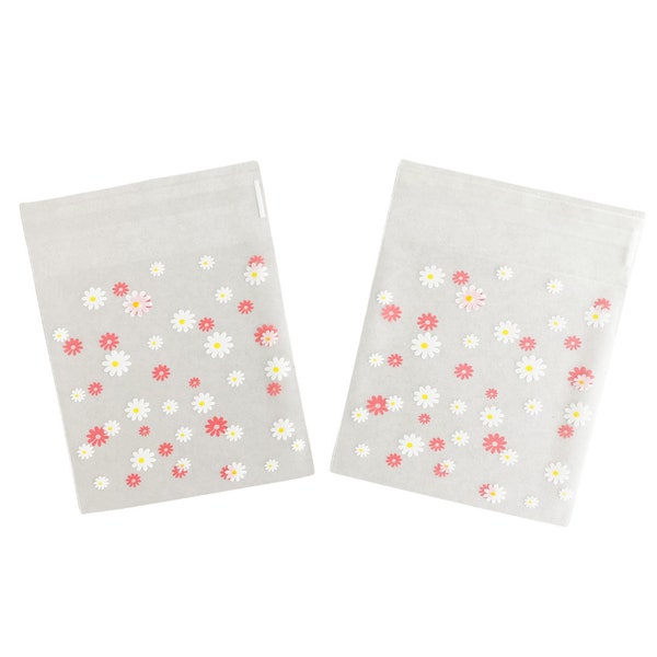 4X4' Self Seal Daisy Cello Bags, Resealable Bags Floral Self Adhesive Bags, Cute Packaging Cello Bags, Transparent Poly Bags, Cookie Bags