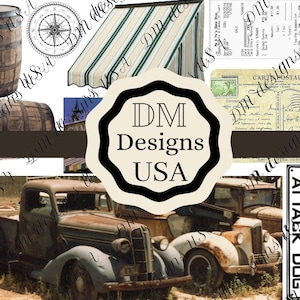Uomini ragazzo carta digitale maschile, Journal Garage Junk per l'uso in riviste cartacee, Scrapbook, Textures, Download istantaneo, Scheda Scrapbooking