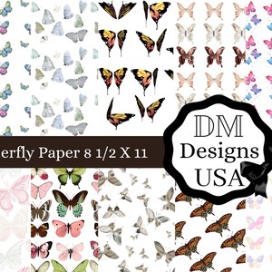 Kit per diario spazzatura digitale, farfalle, multicolori, scrapbooking, creazione di cartoline, diario Spiritual Basic Essentials, carta per download digitale