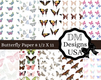 Kit de diario de mariposas: Papel para scrapbooking (descarga digital)