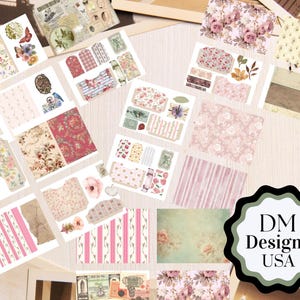 Shabby Chic Floral Ephemera, Junk Journal Paper, Vintage Scrapbook Embellishments (Digital Download)