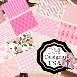 Rosa Hintergrund für Junk Journaling, Tagebuchseiten, Papierzubehör, Karten, Scrapbooking, verschiedene rosa Bilder, Streifen, Harlekin