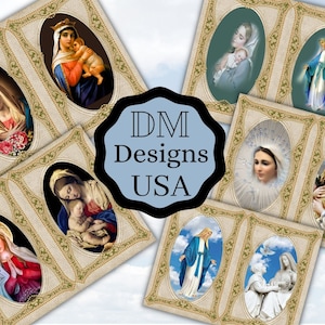 Junk Journal Mother Mary 5 dubbele pagina's neutrale Ephemera Vintage Bidkaart, versieringen plakboek digitale downloadkit dmdesignsusa