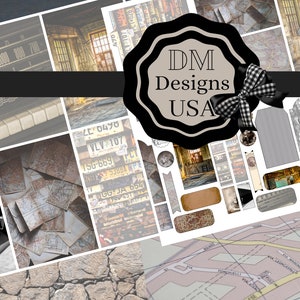 Kit de diário de lixo masculino, neutro, vintage, surrado, bege, masculino, homem, feito à mão, para impressão, efêmera, download digital, criação de cartões