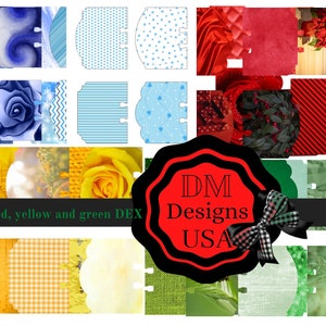 Rolodex DEX descargar rojo verde azul amarillo floral rayas zigzag rosas tablón de madera diario basura imágenes vacaciones Navidad San Valentín hobby diversión