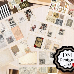 Junk Journal Schwarz Elfenbein Rot Spionage Dame Kit für Junk Journaling, Tagebuchseiten, Papiermaterialien, Karten, Scrapbooking Sonstiges