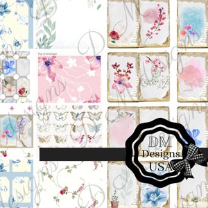 Kit de journal indésirable du jardin floral (pages imprimables avec enveloppes, poches et étiquettes), papier numérique shabby chic, téléchargement numérique 4 fichiers zip