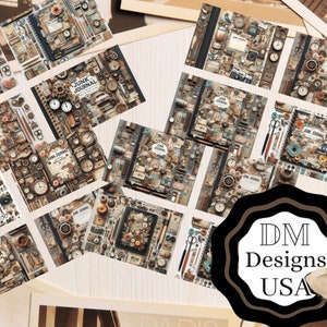 I spy masculine Junk Journal Kit, Digital, Junk Journaling, vintage paper, Journal, scrapbooking, card making 8X8 20 pages