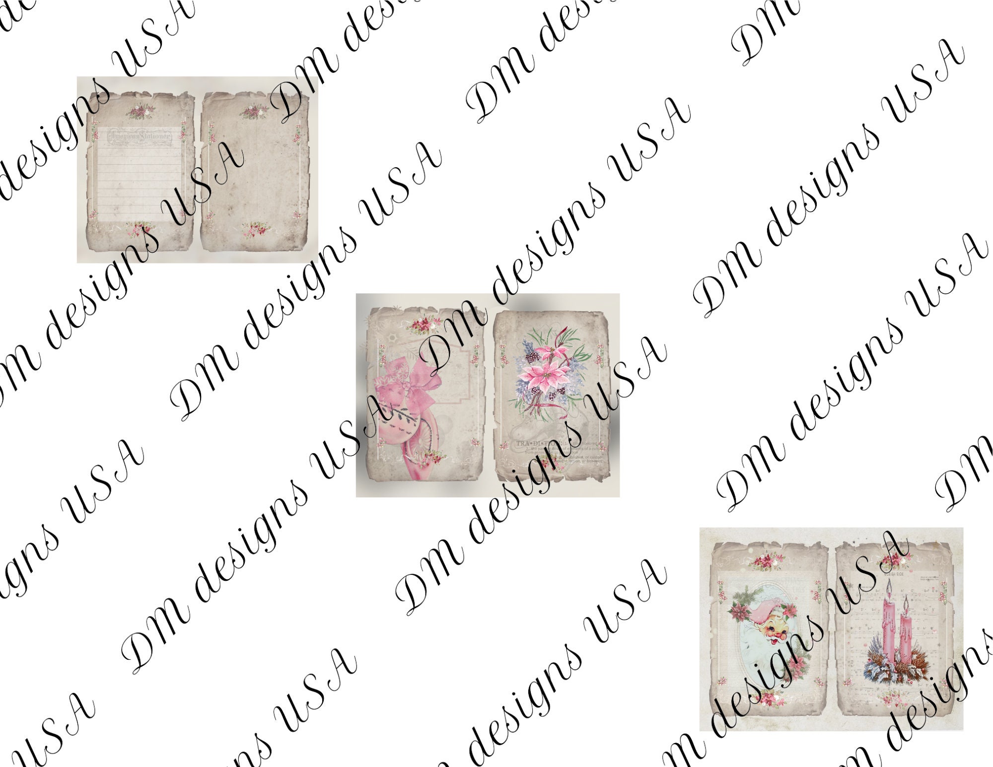 Junk Journal Printable Vintage Christmas Shabby Chic Kit Scrapbooking ...