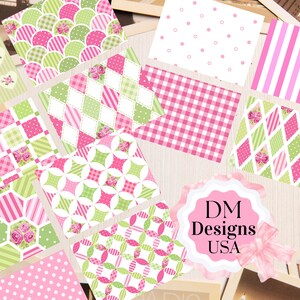 Pastell Hintergrundseiten für Junk Journaling, Tagebuchseiten, Papierzubehör, Karten, Scrapbooking, verschiedene Grün-Blumen-Hasen