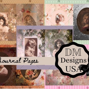 Diario spazzatura di signora vittoriana cameo stampe download immediato scrapbooking carta rendendo colori neutri fantasia ovali doppie pagine bellissimo kit