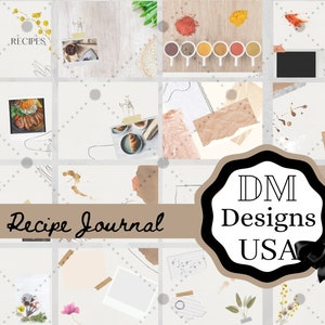 Junk Journal Buch, 32 Seiten, mach es zu deinem eigenen Rezeptbuch, Neutral, 8.5x11 inch, Vintage, Kit, Karte, Digital Download, Printable Paper
