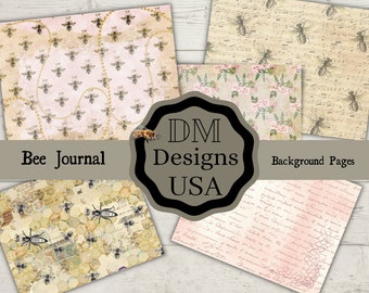 Bee Junk Journal Kit, Digital Journal Papers, Bee Printable Kit, Bee Collage Sheet, Beekeeper Papers, Beehives Bumble Bee Pages download