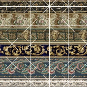 Puede incluir: Una colecci&oacute;n de bordes decorativos con intrincados patrones florales y geom&eacute;tricos en oro, verde, azul y blanco. Los bordes son perfectos para agregar un toque de elegancia a cualquier proyecto.