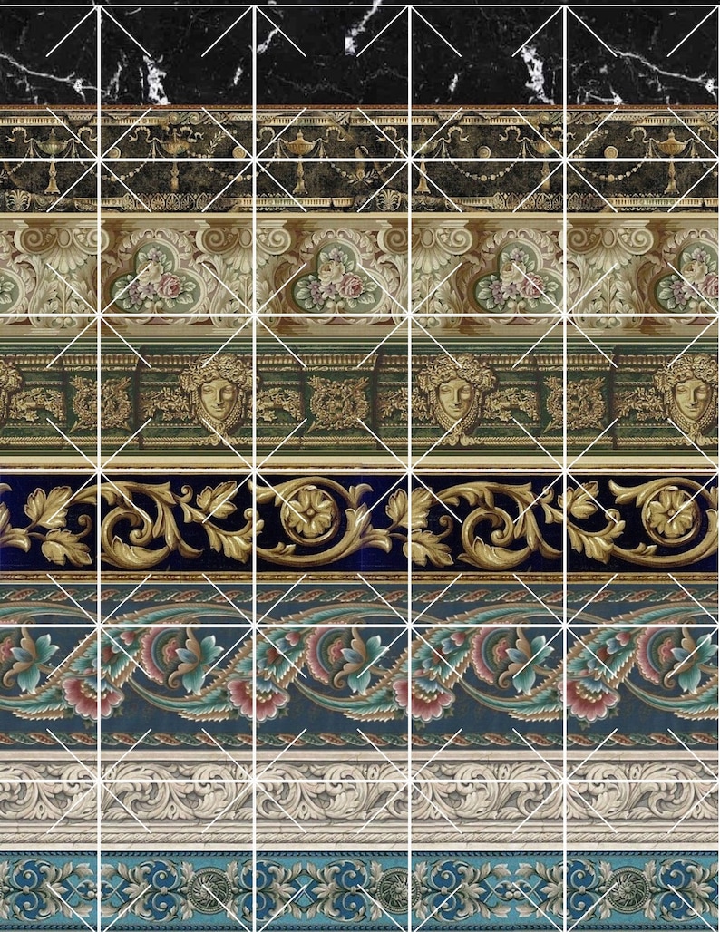 Puede incluir: Una colecci&oacute;n de bordes decorativos con intrincados patrones florales y geom&eacute;tricos en oro, verde, azul y blanco. Los bordes son perfectos para agregar un toque de elegancia a cualquier proyecto.