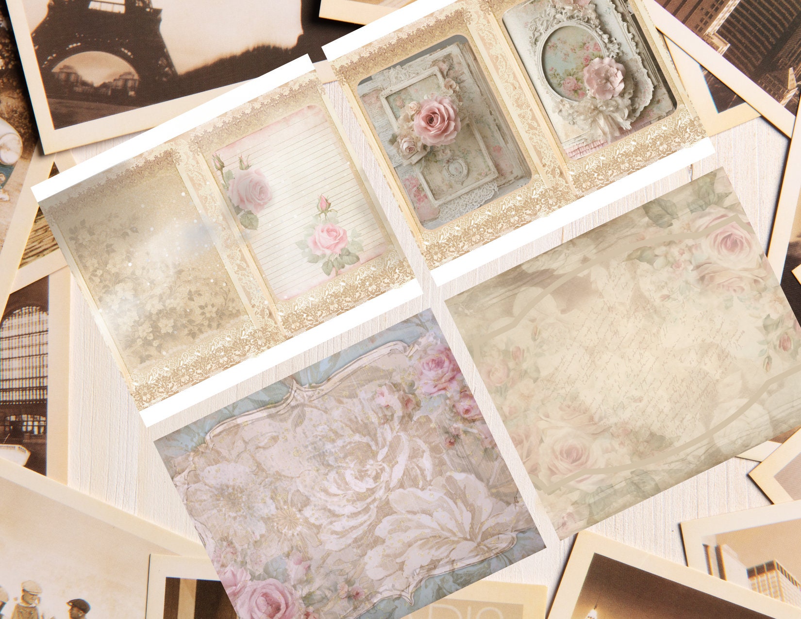 Shabby Chic Junk Journal Kit: Vintage Paper, Lace & Ivory (digital ...