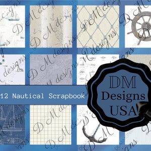Männer Junge maskulin nautisch Sammelalbum 12 Bilder Vintage Blau Bundle Papier Packung antike Karte Papier Steampunk Grunge neutral tags