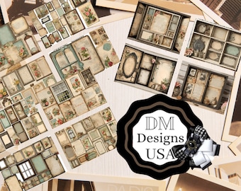 Vintage Shadow Box Junk Journal Ephemera: Printable Craft Kit (Digital Download)