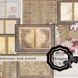 Blank Lined Journal Pages, Junk Journal Basic Papers, Printable Shabby Pages, Pink Roses Paper Vintage,Roses Collage sheet,Pink Lined Papers