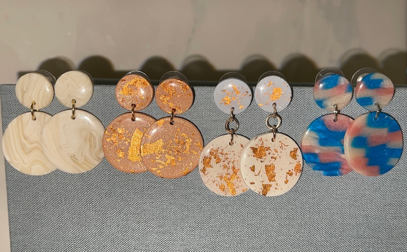 Handmade in Texas Custom Black Rainbow Earrings Gifts for her Polymer Clay