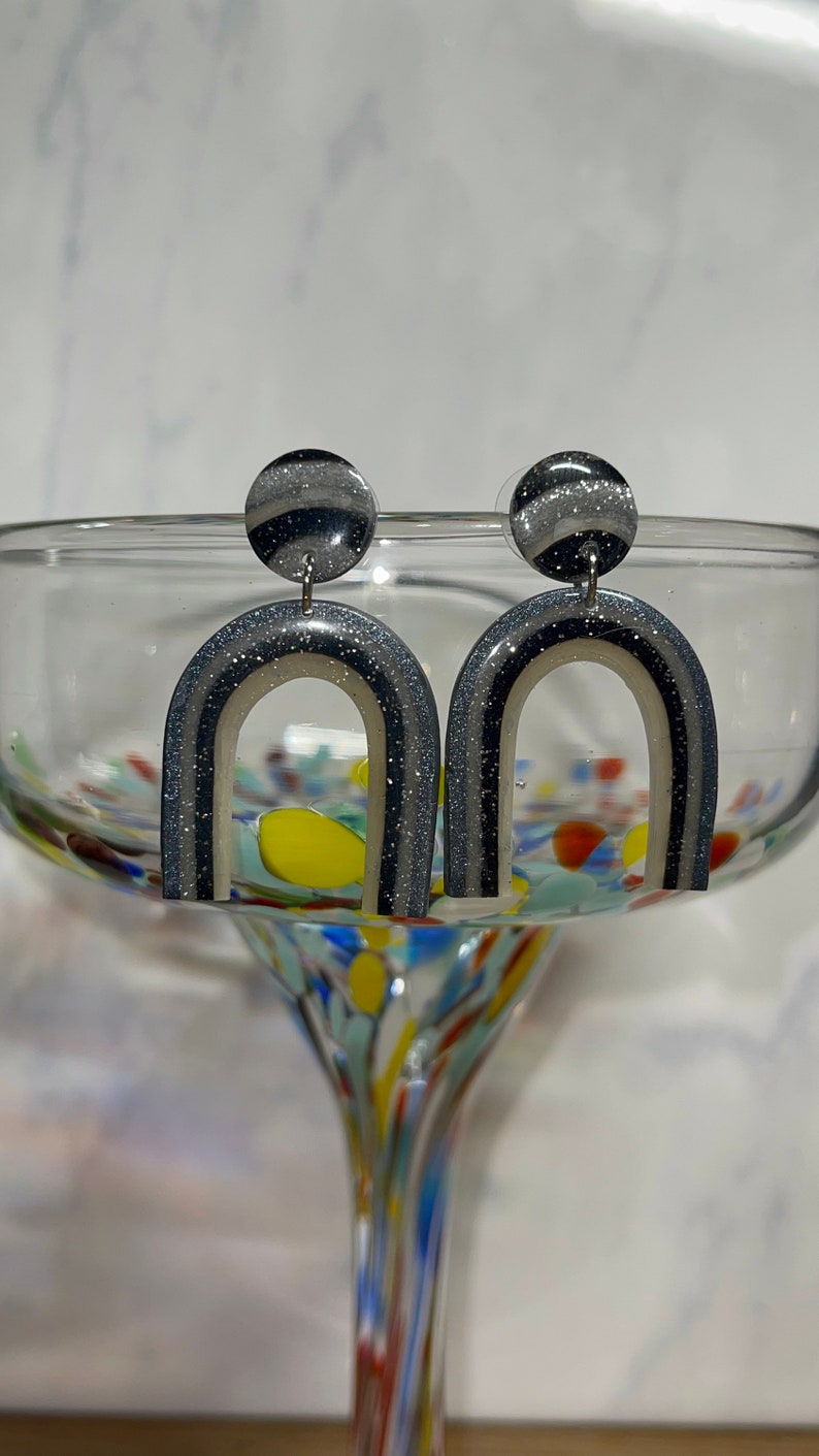 Handmade in Texas Custom Black Rainbow Earrings Gifts for her Polymer Clay