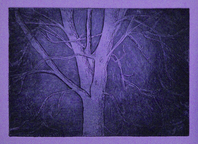 Digital Download Purple Tree Etching