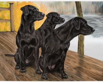 schwarzer Labrador Kunstdruck