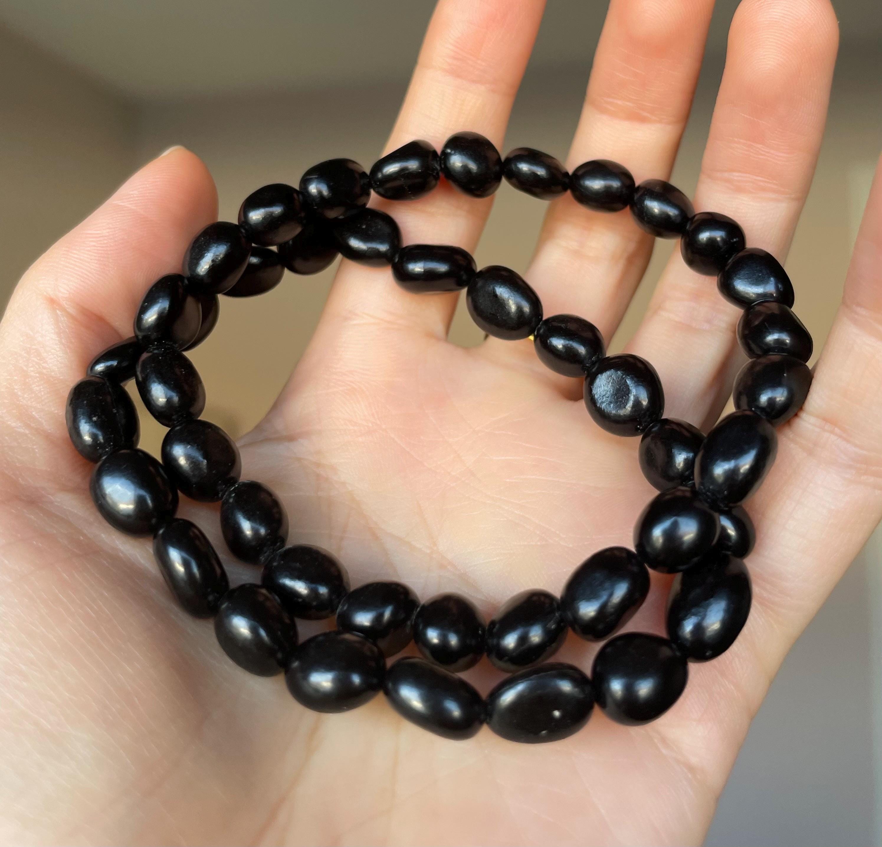 Real Natural Genuine Gemstone Bracelet, Natural JET Bracelet, Jet Beads. 7.2inches bracelet