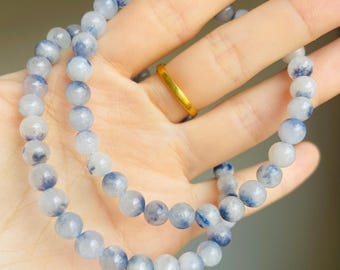 Real Natural Genuine Gemstone Bracelet, Natural Dumortierite Bracelet, 6-7mm Dumortierite Beads. 7.2inches bracelet
