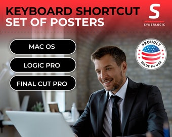 Set mit 3 Postern: MacOS + Logic Pro + Final Cut Pro 24 "x 36" Umfassende Liste von Tastaturkürzeln für jedes Apple Macbook oder iMac