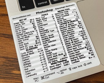Adobe Creative Cloud Quick Reference Keyboard Shortcuts for Any MacBook or Windows PC No-Residue Laminated Vinyl Sticker by SYNERLOGIC