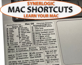 Apple MacBook Pro / Air / iMac Shortcuts - langlebiger Vinyl-Aufkleber Mac OS Referenzleitfaden (für M1 / M2 / M3 / Intel-CPU)