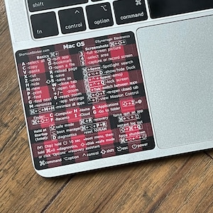 MacBook Air/Pro Mac OS (Ventura/Monterey/Big Sur/Catalina/etc) Keyboard Shortcuts, Buffalo Plaid Vinyl Sticker no-residue