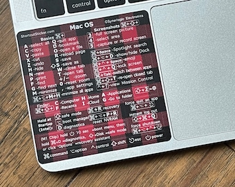 MacBook Air/Pro Mac OS (Ventura/Monterey/Big Sur/Catalina/etc) Keyboard Shortcuts, Buffalo Plaid Vinyl Sticker no-residue