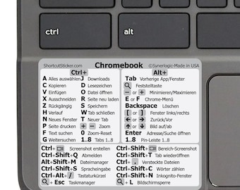 DEUTSCH (GERMAN) Tastaturkürzel-Sticker für Chromebooks (Chrome OS) – Hochwertig, ideal für Schule & Schüler