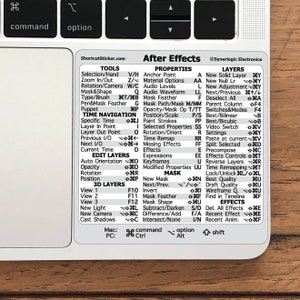 Adobe After Effects Quick Reference Keyboard Shortcuts for Any MacBook or Windows PC No-Residue Laminated Vinyl Sticker by SYNERLOGIC