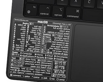 New 2025 edition macOS Keyboard Shortcuts Laminated Vinyl Sticker for Apple Macbook Air or Pro