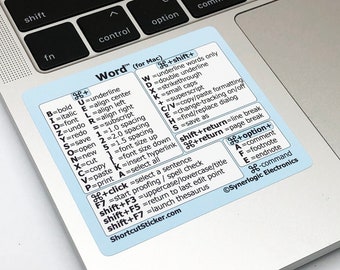Word (für Mac) Spickzettel Referenz Guide Shortcut Sticker - Schwarzes Vinyl - passend für jedes Macbook/iMac - Größe 2,8 "x2,5" von SYNERLOGIC