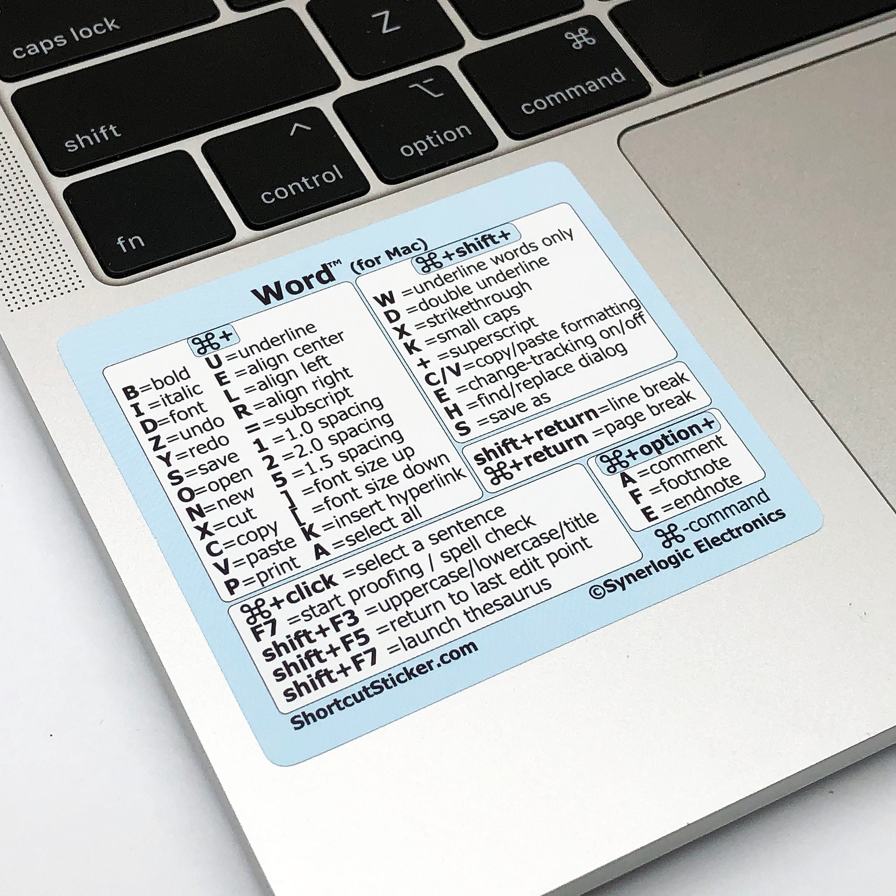 Mac OS m1/m2/m3/intel Reference Keyboard Shortcut Sticker Laminated  No-residue Vinyl for Any Macbook/imac/mac Mini by SYNERLOGIC 