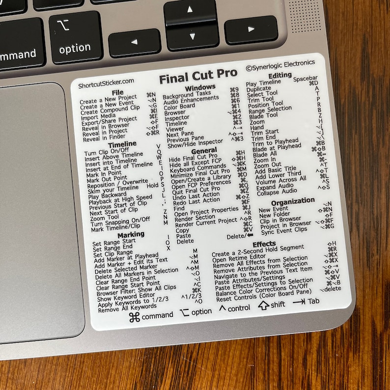 Final Cut Pro Keyboard Shortcuts for Any MacBook Air/pro/imac/mini ...