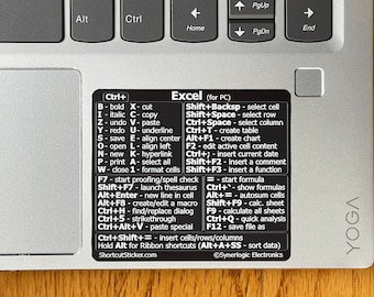 Excel (for Windows PC) Cheat Sheet Reference Guide Shortcut  No-residue vinyl Sticker - for any PC Laptop - size 3"x2.6" by SYNERLOGIC