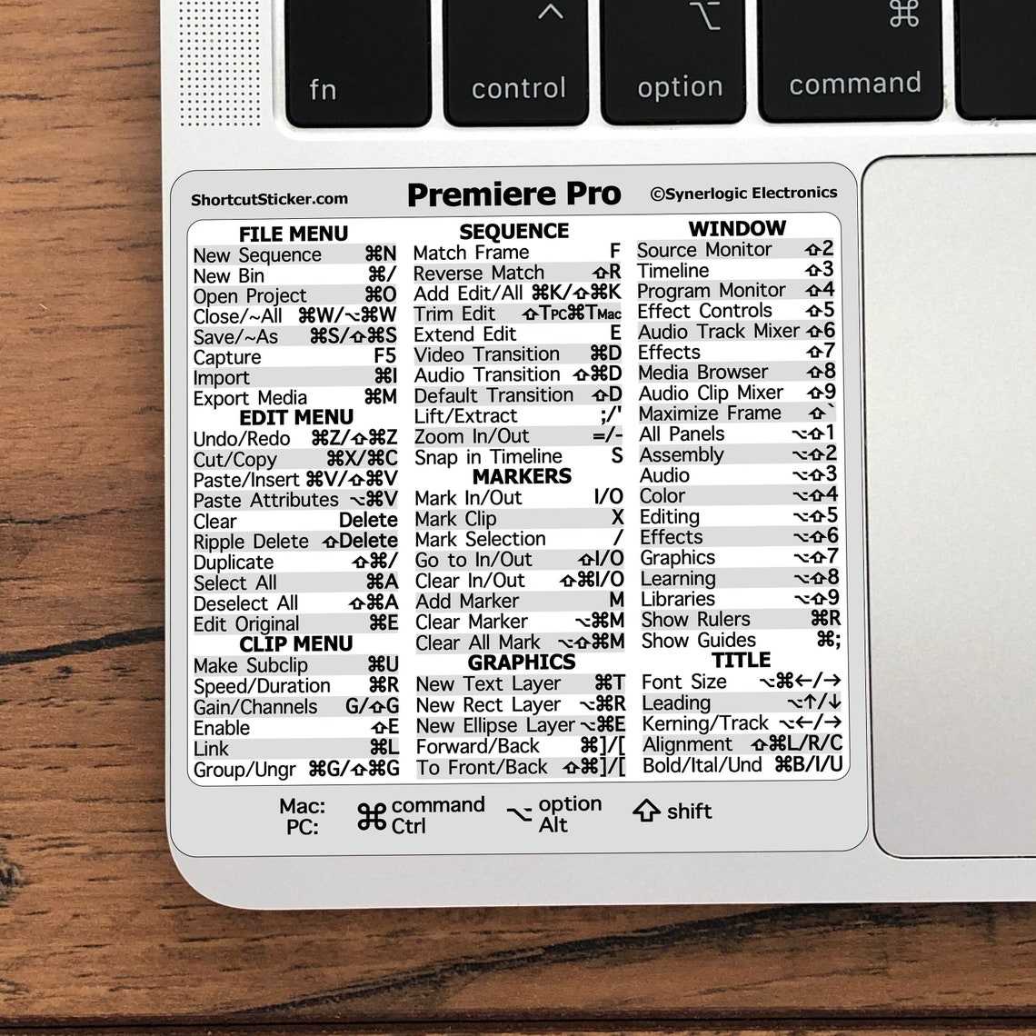 Adobe Premiere Pro Quick Reference Keyboard Shortcuts for Any MacBook ...
