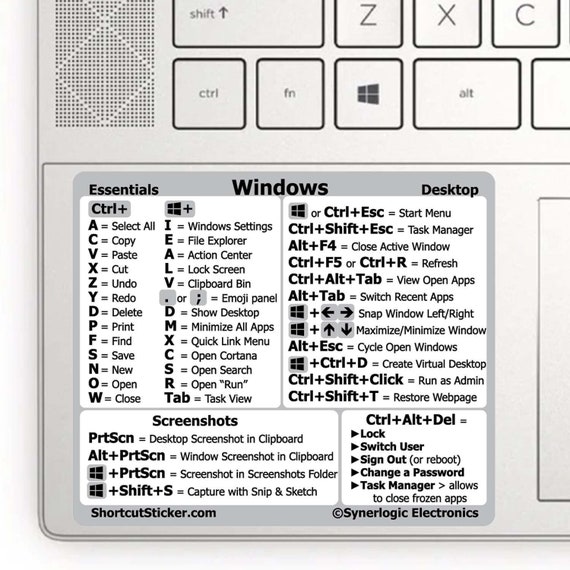 Autocollant de raccourci pour clavier de référence PC Windows, adhésif pour  PC portable, ordinateur de bureau
