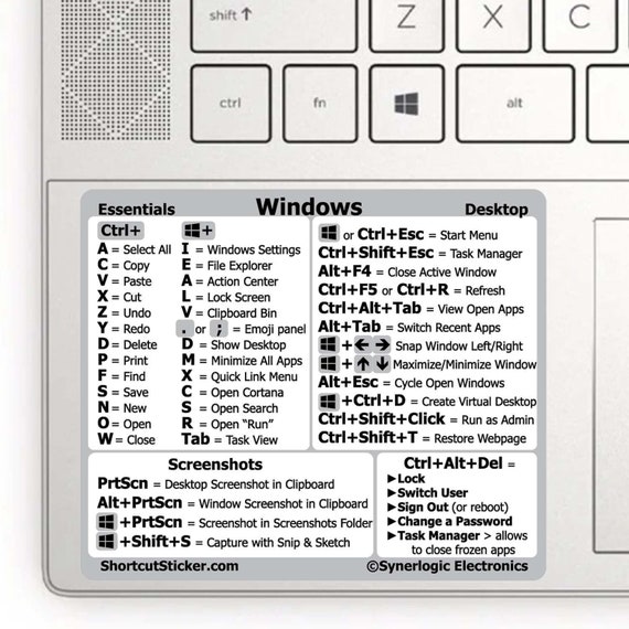 Autocollant pour raccourcis clavier (Word & Excel) - Vinyle blanc