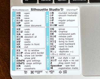 Silhouette Studio Keyboard Shortcut Commands (for Mac or Windows PC) Premium Laminated No-residue Vinyl Sticker by SYNERLOGIC