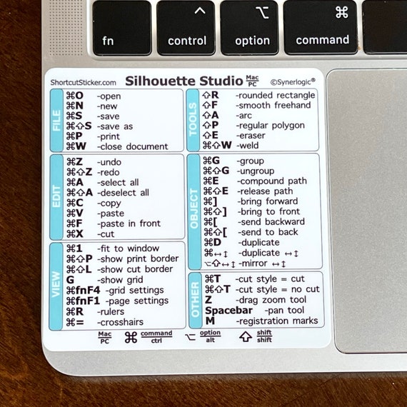 Commandes de raccourci clavier Silhouette Studio pour Mac ou PC Windows  Autocollant en vinyle laminé sans résidu de qualité supérieure par  SYNERLOGIC -  France