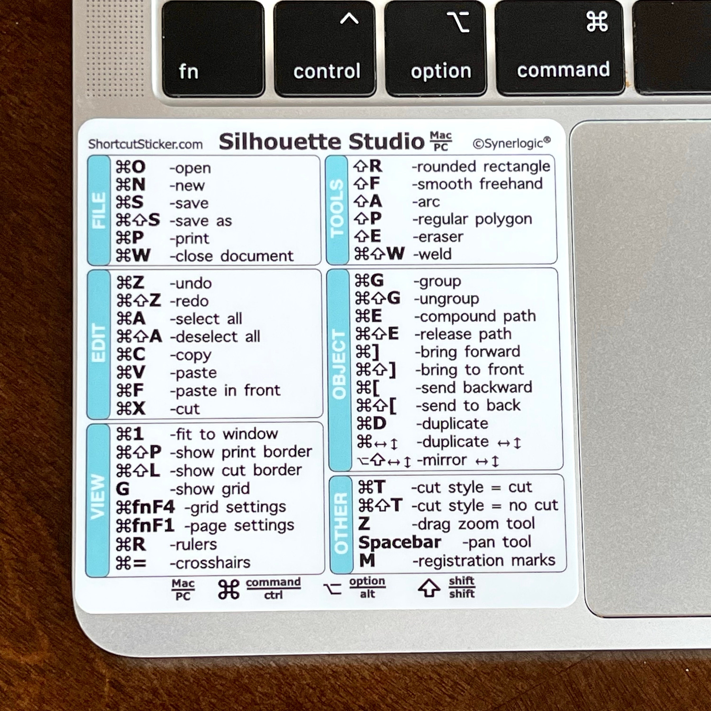 Commandes de raccourci clavier Silhouette Studio pour Mac ou PC